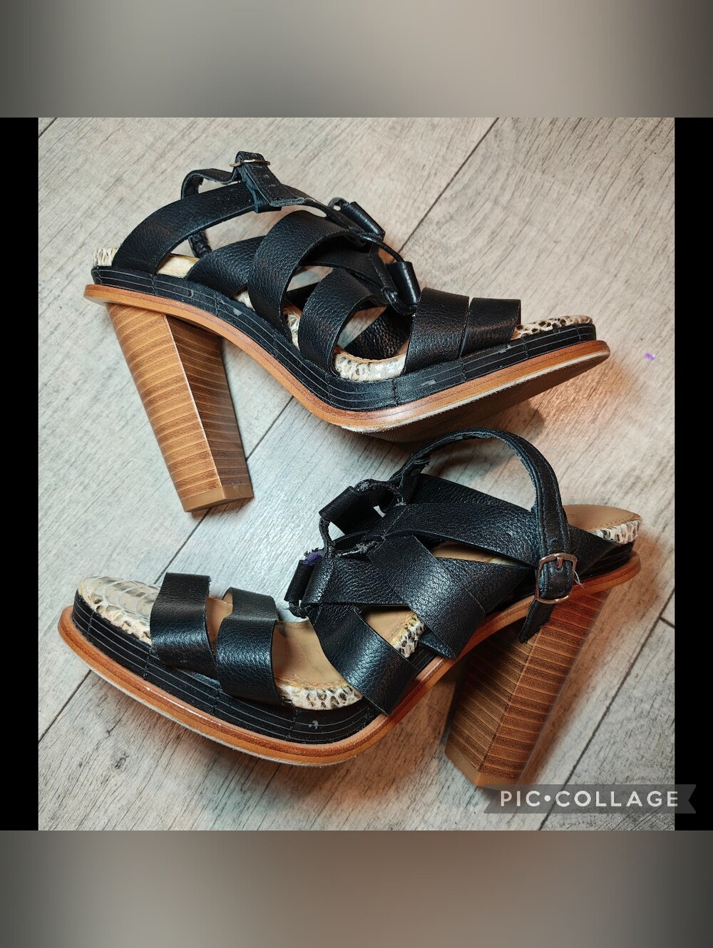 🖤🤎Calvin Klein Panelope Strappy Lace-Up Block Heel Sandals🤎🖤